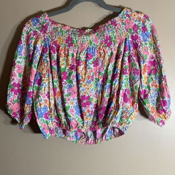 Paper Heart Bright Multi-Colour Floral Crop Blouse - Picture 2 of 7
